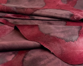 Burgundy Hair On Calf Hide Leather – Bag Making, Upholstery, Fashion, Costume & Leathercraft