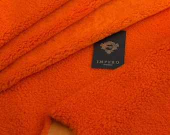 Orange Curly Merino Sheepskin Hide – Genuine Shearling Leather for Upholstery, Costume, Fashion & Interior Design
