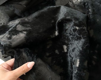 Clearance Natural Black Sheepskin Hide Throw Home Decor Seat Pad Lambswool Offcuts Scraps Cheap Leather Craft Fabrics Pet Bed Liner
