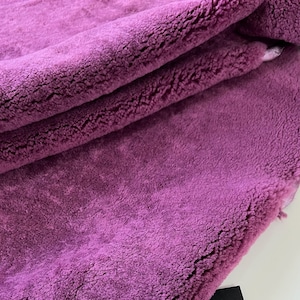 Purple Australian Sheepskin Pelt Boucle Fabric Shearling Hide Upholstery Rug Chair Seat Pad Pram Liner Baby Sofa Cover Throw Armchair Cover image 1