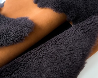 Genuine Dark Brown Tan Suede Shearling Upholstery Thick Chunky Hide Seat Cover Boots Pram Liner Baby Sofa Cover Throw Rug Ugg Sheepskin