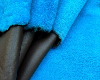 Blue Merino Shearling Leather Hide – Sheepskin for Jackets Bags Coat Making