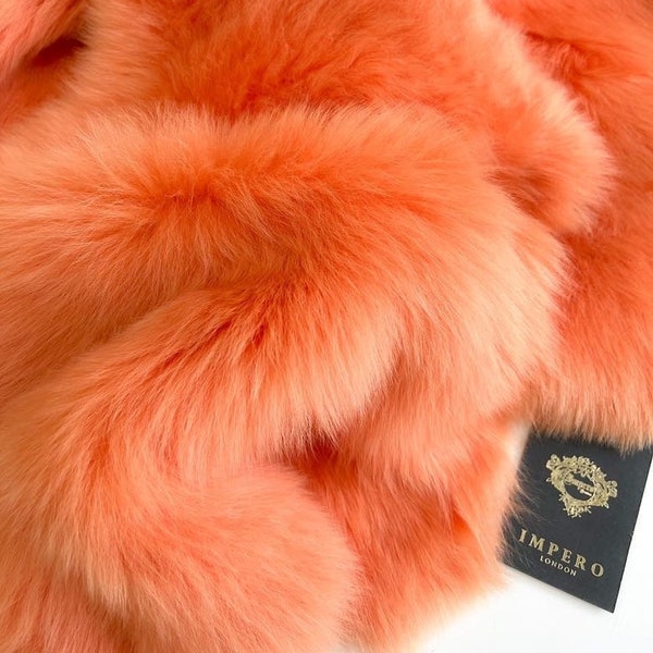Genuine Sheepskin Orange Peach Toscana Fur Hide Skin Suitable for Clothing Collars Cuffs Coats Sheepskin Rugs Boots Interiors Decor