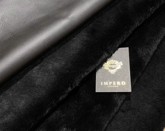 Echte Britische Schaffell Luxus Schwarz Merino Shearling Ganze Fell Leder Für Kleidung Pelz Teppich Werfen Polster Baby Hut Kinderwagen Liner Sofa
