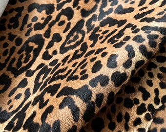 Genuine Luxury Leopard Print Calf Leather Hair on Hide Animal Print Rug Throw Leather for Footwear Fashion Upholstery Accessories