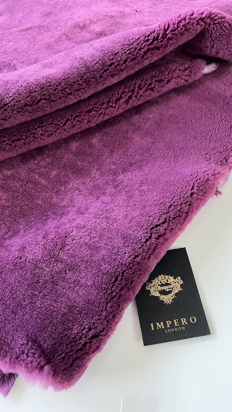 Purple Australian Sheepskin Pelt Boucle Fabric Shearling Hide Upholstery Rug Chair Seat Pad Pram Liner Baby Sofa Cover Throw Armchair Cover image 1