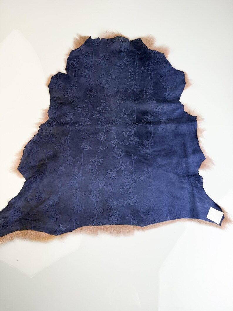 floral blue suede