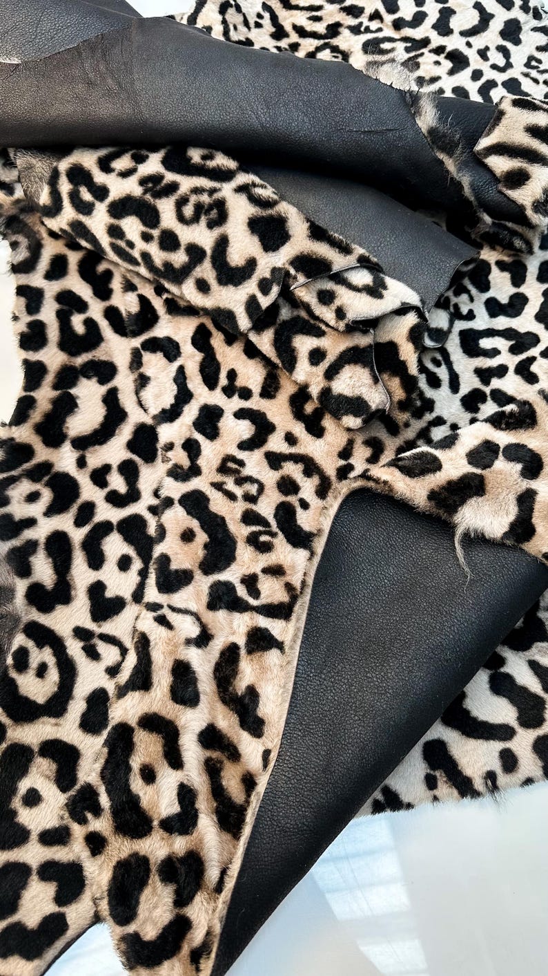 Leopard Backing Genuine Leopard Print Sheepskin - Double Faced for Home Decor, Crafts ...