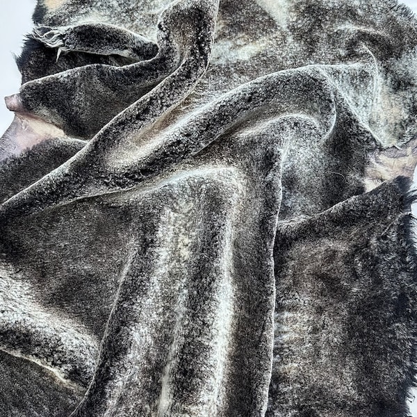 Genuine Natural Sheepskin Hide - Brown Grey- Perfect for Home Decor, Craft Project, Throws, Chair Cover, Seat Pad, Pillows. Clearance