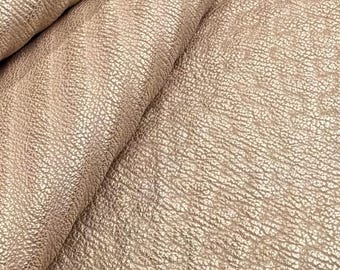 Champagne Metallic Lambskin Leather Hide, Embossed Genuine Leather, Costume Leather, Fashion, Bags, Props & Leathercraft