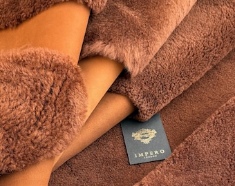 Brown Curly Merino Sheepskin Hide, Double Faced Shearling Leather, Sheepskin Rug, Upholstery Hide, Craft Leather