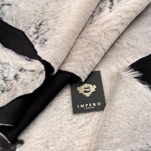 Grey & cream spotted hair-on sheepskin hide – whole hide leather for upholstery, crafts, pet mats – end-of-batch seconds one-off for costume