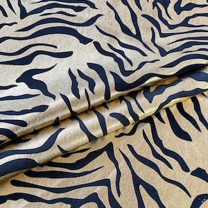 Genuíno estiramento metálico ouro cordeiro couro zebra impressão estiramento folhas de couro estiramento tecido couro para traje esconder