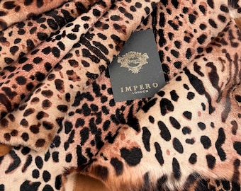 Leopard Print Genuine Sheepskin Hide Hair On Leather for Craft Fashion Upholstery