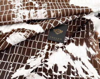 Braun & Weißes Hair-On Kalbsleder | Echtes Kalbsleder für Polster, Taschen, Geldbörsen, Designer Handwerk und Patchwork-Projekte