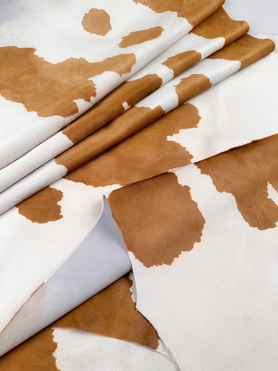 Hair-On Calfskin Leather – Brown & White Spotted Hide, End of Batch with Possible Blemishes, Perfect for Bags, Shoes, Hats and Upholstery
