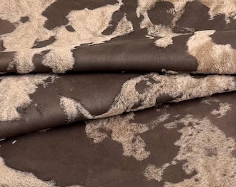 Lightweight Sheepskin Leather Hide – Distressed Mottled Brown & Beige Finish – Garment, Costume, Jacket and Fashion Leather