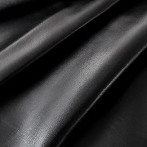 British Economy Smooth Black Lamb Leather Nappa Leather Piece 0.6 - 0.8mm / 4 - 5 sqft Suitable for Craft Leather Offcuts Patchwork Remnants