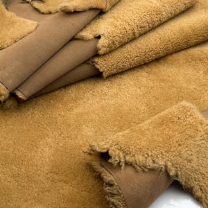 Camel Brown Shearling Sheepskin Hide – Double-Faced Leather for Jackets, Costume and Fashion Design