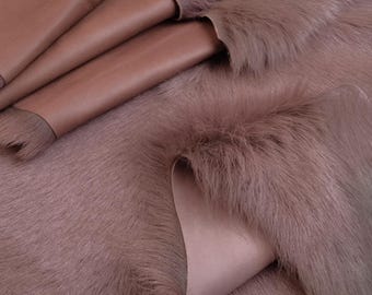 Genuine Goat Hide Hair On Leather – Taupe Brown Whole Skin – Craft Leather – Costume, Sewing & Upholstery Hide – Scraps