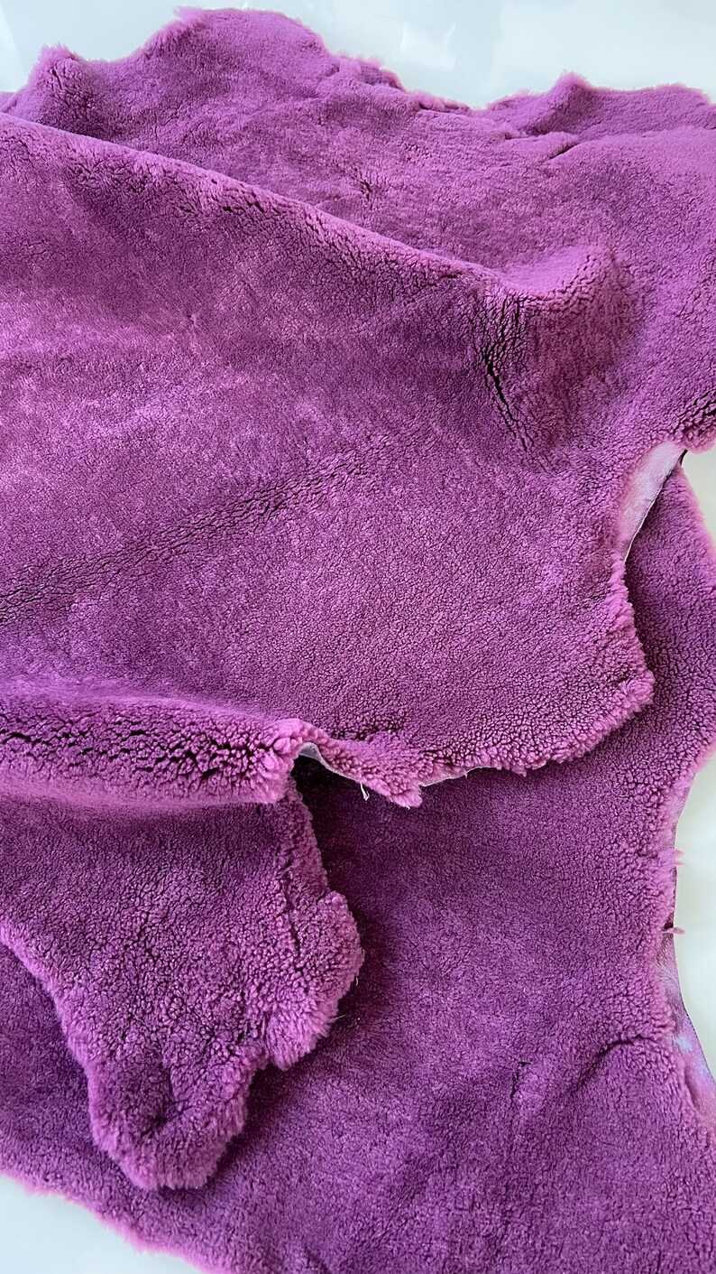 Purple Australian Sheepskin Pelt Boucle Fabric Shearling Hide Upholstery Rug Chair Seat Pad Pram Liner Baby Sofa Cover Throw Armchair Cover image 5