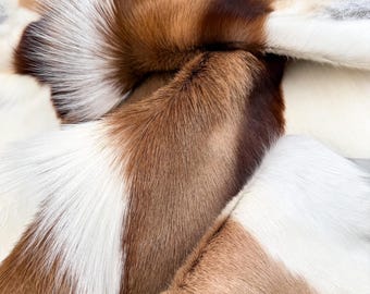 Genuine Antelope Hide - Natural Brown & White Fur - Bag, Costume Design, Home Decor, Designer Upholstery, Rug, Mat, Props Material