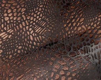 Brown Embossed Lambskin Leather Reptile Print Hide for Costume, Props, Upholstery & Leathercraft
