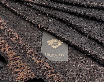 Black & Gold Scale Textured Leather Hide – Metallic Lightweight Leather for Costume, Theatre, Props and Set Design