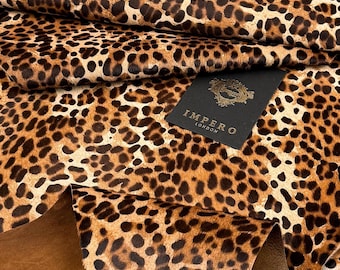 Genuine Leopard Print Hair on Hide | Smooth Light Calfskin for Cutting | Wallets, Shoes, Accessories | Upholstery | Bags - End of Batch