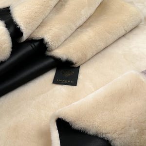 Genuine American Sheepskin Cream Shearling Black Back | Double Faced suitable for Jackets, Coats, Mittens, Hats, Upholstery, Throws,