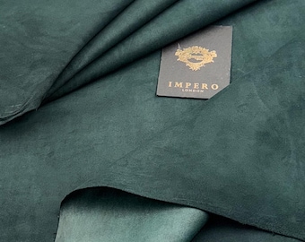 Dark Green Metis Suede Leather Hide for Bag Lining Shoes and Small Crafts