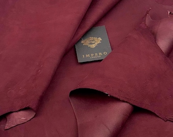 Burgundy Metis Suede Hide, Genuine Suede Leather for Crafts, Bags, Accessories