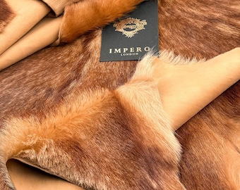Natural Hair-On Goat Leather Hide in Brown Tones • Real Sustainable Craft Leather for Bags Fashion Upholstery