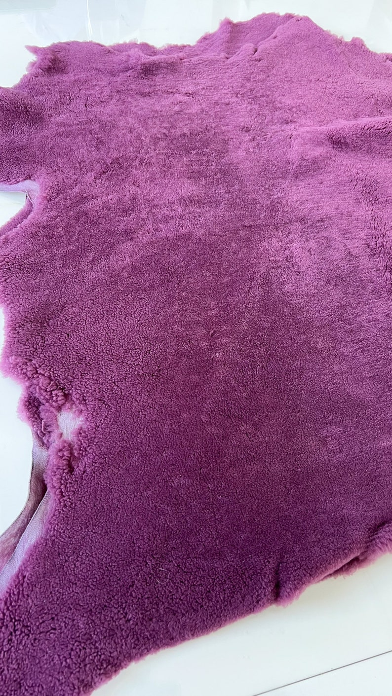 Purple Australian Sheepskin Pelt Boucle Fabric Shearling Hide Upholstery Rug Chair Seat Pad Pram Liner Baby Sofa Cover Throw Armchair Cover image 7