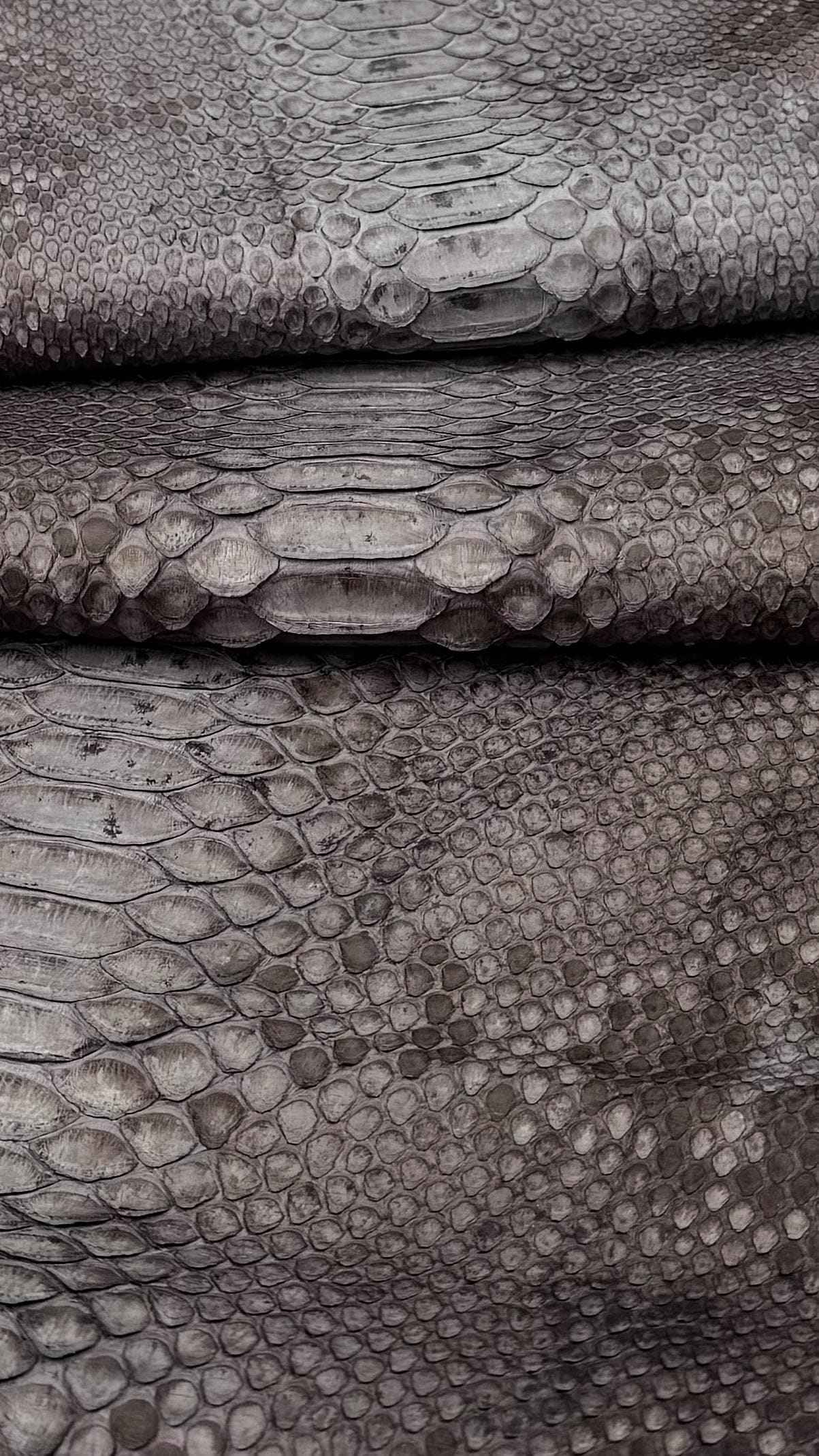 Genuine Grey Snakeskin Leather – Lightweight Exotic Hide for Footwear, Bags, Wallets & Belts