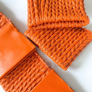 Large élastique en cuir orange vif 75 mm 3 po. Garniture de ceinture et de poignets pour vestes