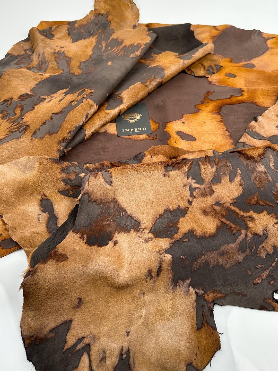 Genuine Calf Hair on Hide - Acid Wash Cow Brown Print - Throw, Rug ...