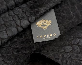 Black Crocodile Embossed Calf Hide Leather | Costume Leather, Theatre Props, Film Set, Cosplay Craft