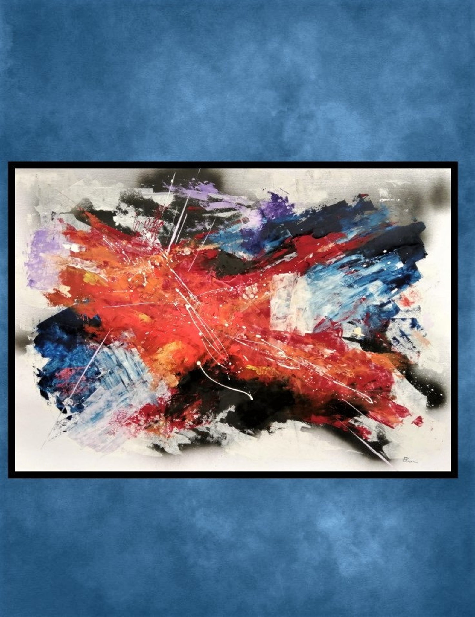 Abstract art on cardboard acrylic painting and oil design Etsy