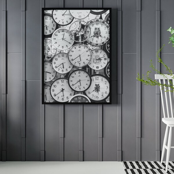Modern Clocks Printable Wall Art | Minimalist Photo | Clock Art | Bathroom Art Print | Digital Download | Black and white print