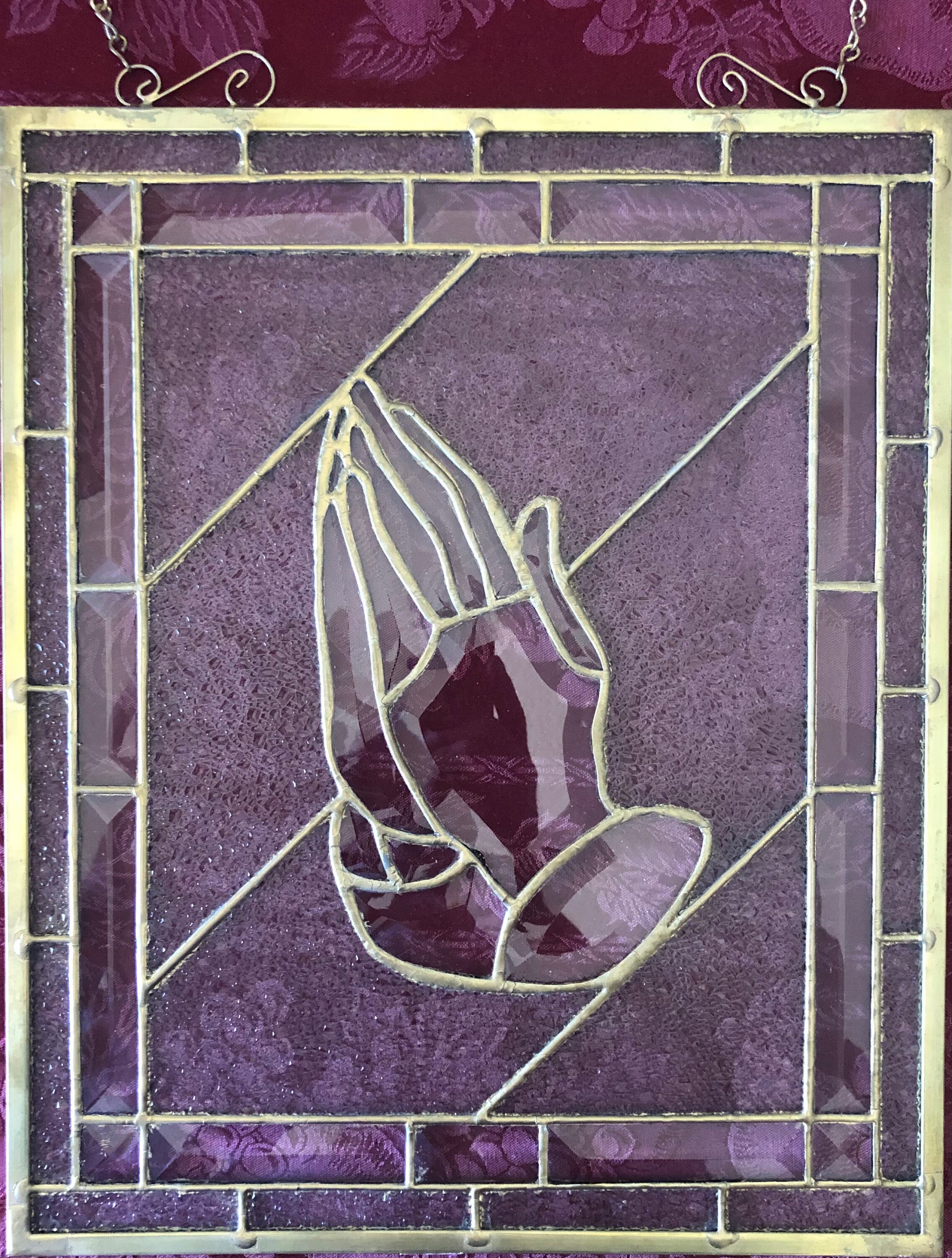 Praying hands beveled stained glass etsy