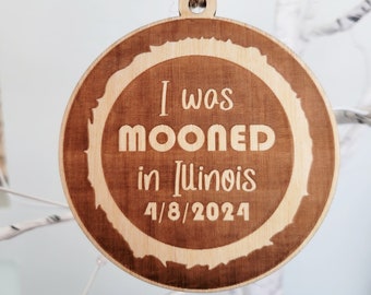 Solar Eclipse Ornament 2024 I was MOONED Keepsake