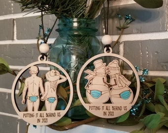 Putting it all behind us in 2024 wooden ornament personalized gift