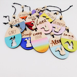 Personalized Wooden Easter Basket Tag: Bunny Name Tag