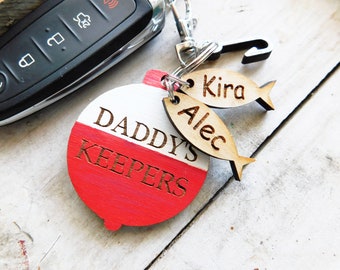 Daddy's Keepers fishing bobber keychain for Valentine's Day gift for him or gift for her