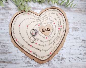 Reasons why I love you log heart sign or ring tray for Valentine's Day gift for him or gift for her that can be personalized