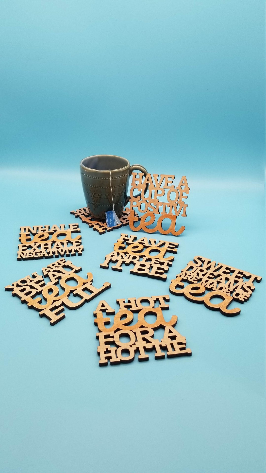 Text Tea Coaster Maple Tea Coasters: Engraved Tea Quotes, Hygge Decor - Etsy
