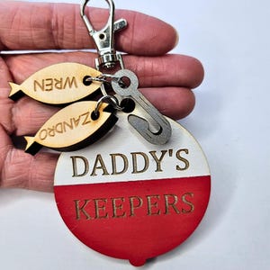 Daddys Mamas Keeper fishing bobber keychain gift for Mothers or Fathers Day