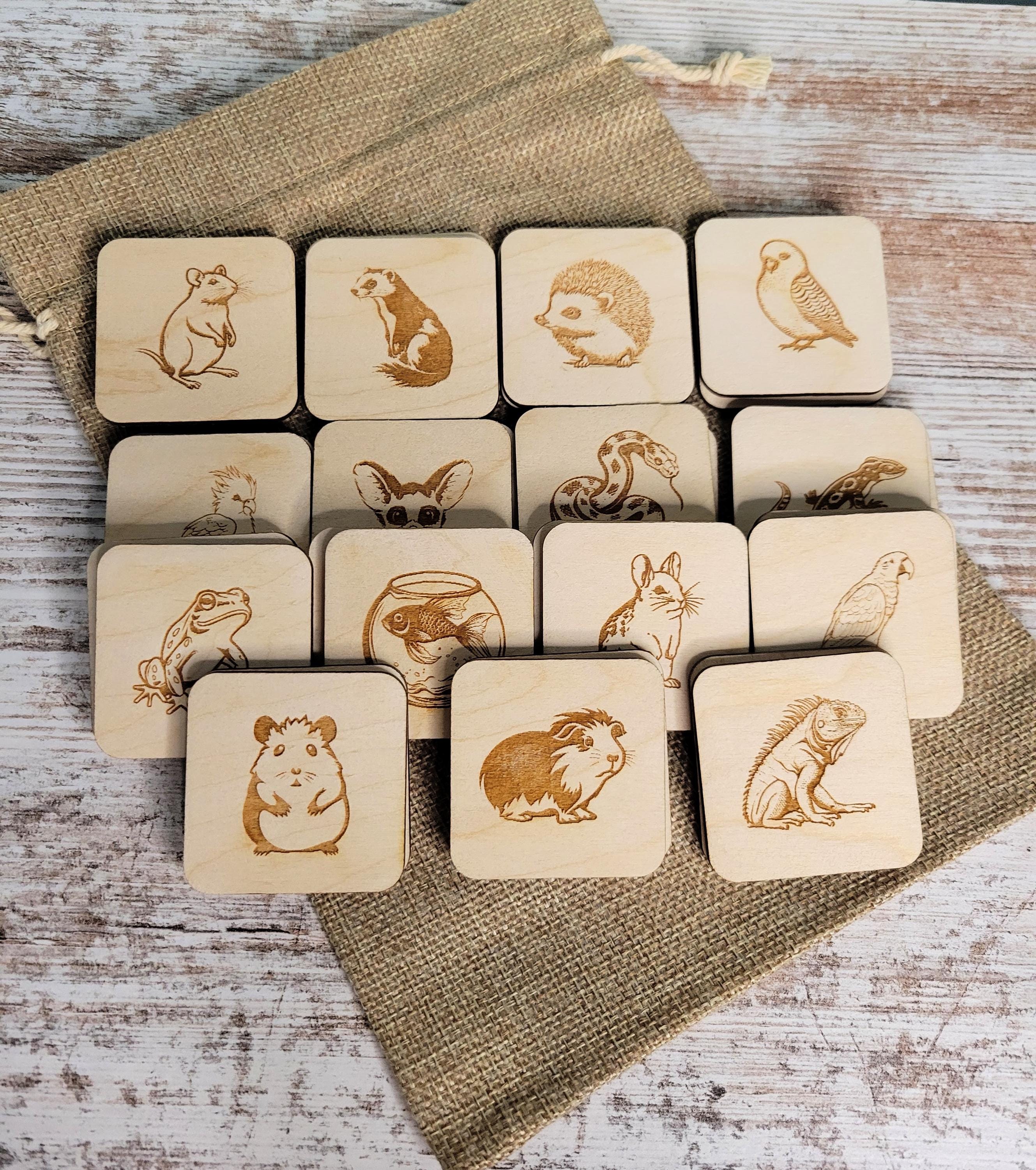 Wooden Animal Memory Game: Engraved Birchwood Matching Game - Etsy