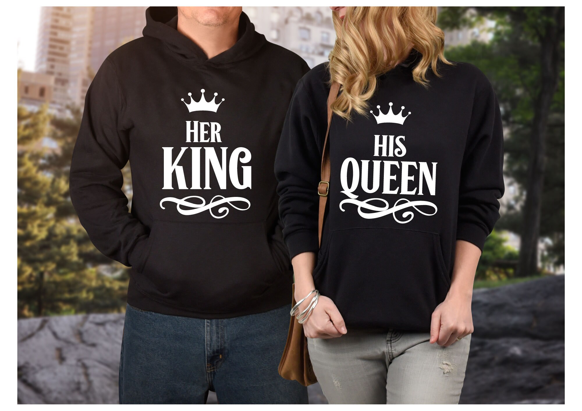 King & Queen Couple Hoodies Matching Couple Sweatshirt Etsy